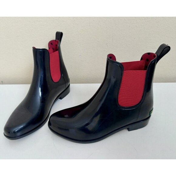 Lauren Ralph Lauren Women's Tally Short Rubber Rain Boot Ankle Black Size 6 LRL - Picture 2 of 10